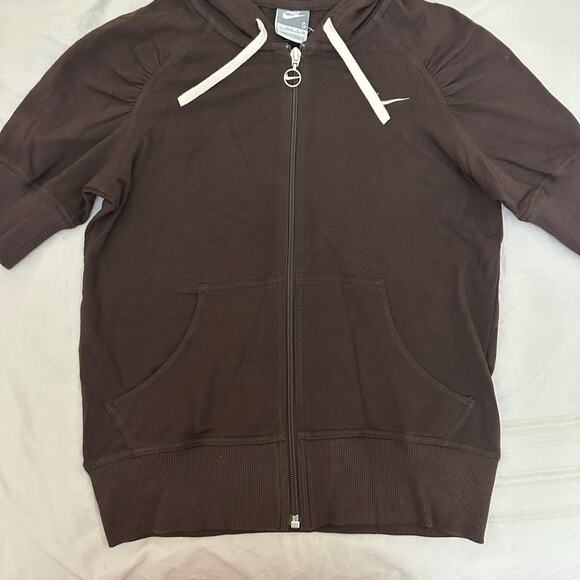 Nike Short Sleeve‎ Sweater Brown Full Zip Y2k Size Small Brand New - Picture 12 of 13